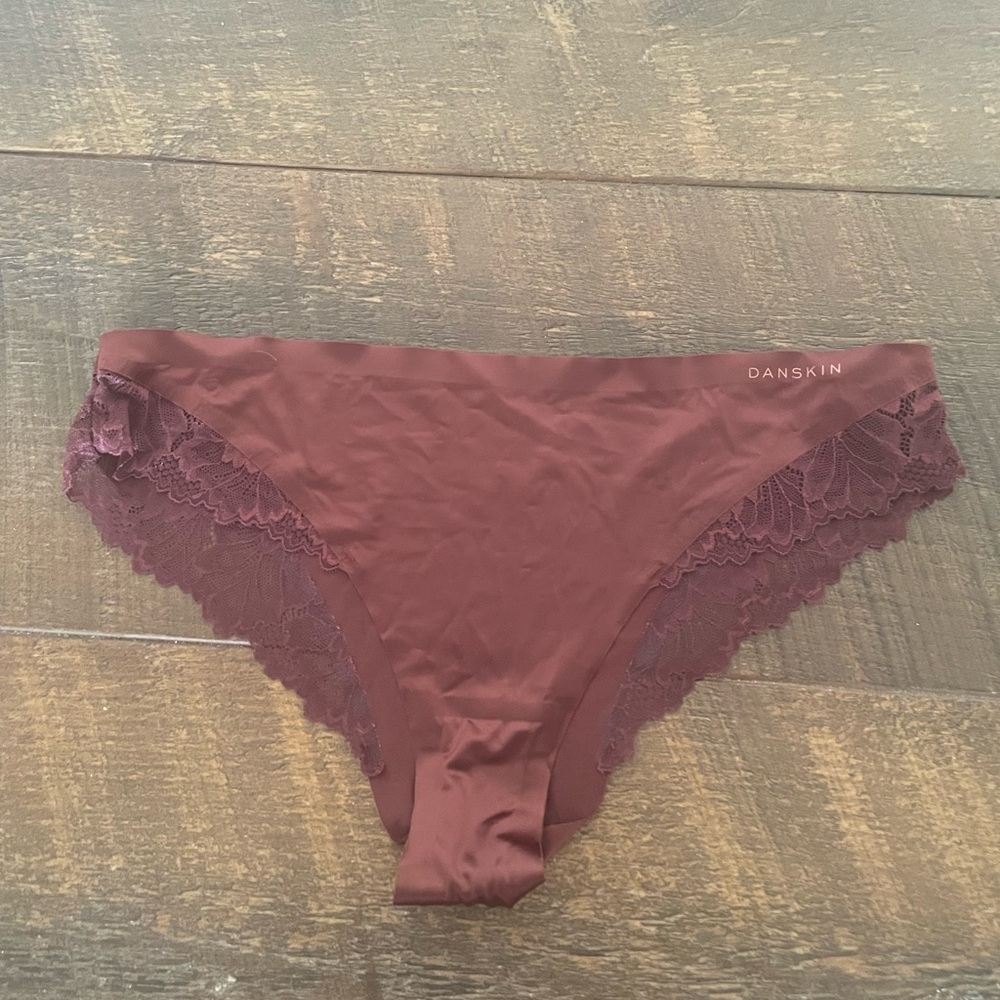 Danskin Women's Brown Satin Lace Panties